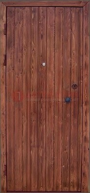 Коричневая железная дверь с евровагонкой ДЕ-18 в Кирове