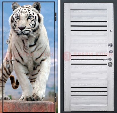 Стальная дверь с фотопечатью тигра ДФ-12 в Кирове