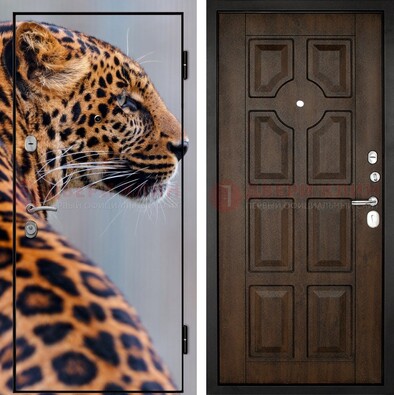 Металлическая дверь с фотопечатью леопарда ДФ-26 в Кирове