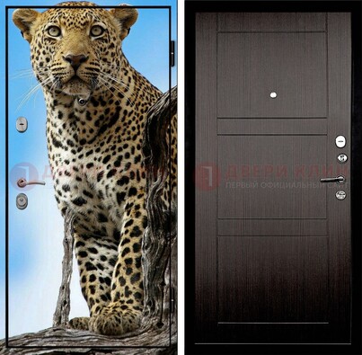 Железная дверь с рисунком гепарда снаружи ДФ-27 в Кирове