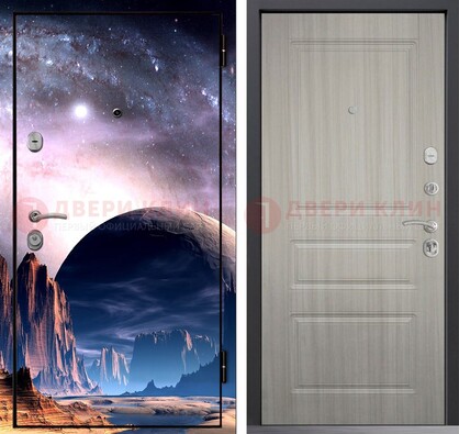 Железная дверь с фотопечатью космоса и планеты ДФ-50 в Кирове