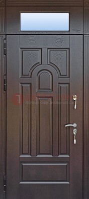 Железная дверь с фрамугой в коричневом цвете ДФГ-22 в Кирове