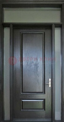 Черная металлическая дверь с фрамугами и стеклом ДФГ-24 в Кирове