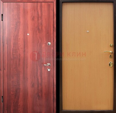 Красная железная дверь с ламинатом ДЛ-3 в Кирове