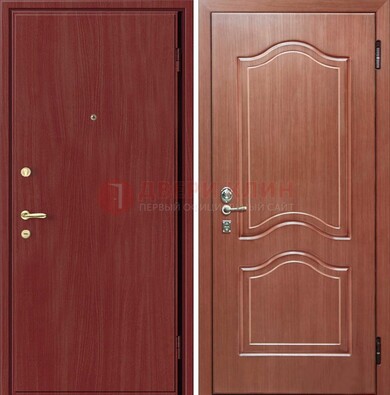 Красная металлическая дверь с ламинатом МДФ внутри ДЛ-8 в Серпухове