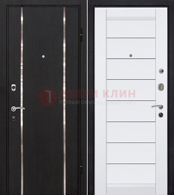 Черная входная дверь с МДФ и декоративными вставками ДМ-143 в Кирове