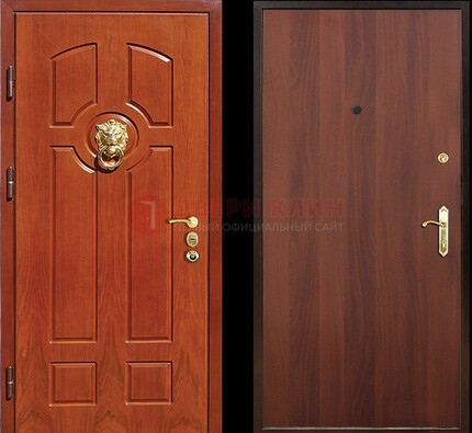 Оранжевая стальная дверь с МДФ ламинат внутри ДМ-18 в квартиру в Кирове