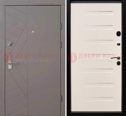 Светло-серая стальная филенчатая дверь с МДФ ДМ-199 в Кирове