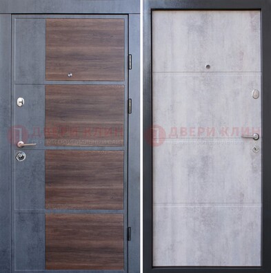 Серая железная дверь коричневой вставкой МДФ ДМ-211 в Кирове