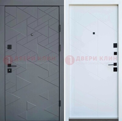 Серая металлическая дверь МДФ с узором  ДМ-224 в Кирове
