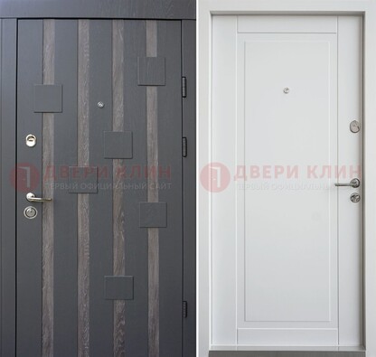 Темная металлическая дверь c белом МДФ внутри ДМ-231 в Кирове