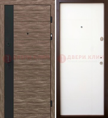 Коричневая входная дверь с черной вставкой МДФ ДМ-239 в Кирове