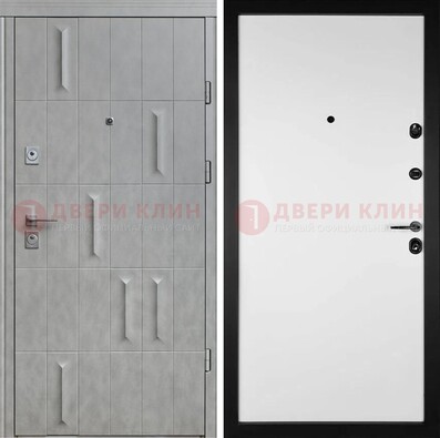 Серая стальная дверь с рисунком МДФ и внутри Белый ясень ДМ-280 в Кирове