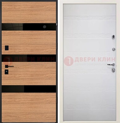 Металлическая темная дверь с МДФ в цвете Итальянский орех ДМ-312 в Кирове