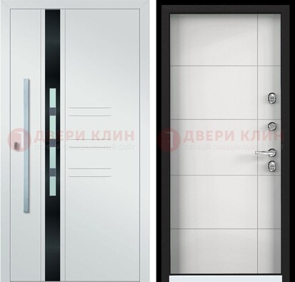 Металлическая дверь в белом цвете с МДФ ДМ-323 в Кирове
