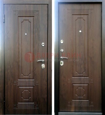 Коричневая металлическая дверь с МДФ ДМ-32 на дачу в Кирове