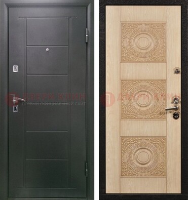 Темная железная дверь с МДФ в квартиру ДМ-344 в Кирове