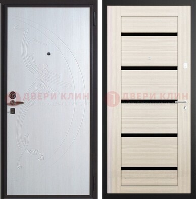 Белая стальная дверь с МДФ ДМ-346 в Кирове