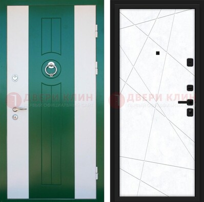 Зеленая железная дверь с панелями МДФ ДМ-369 в Кирове