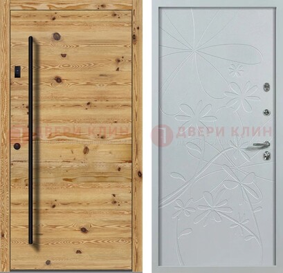 Металлическая дверь с МДФ в светлом цвете ДМ-412 в Кирове