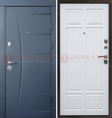 Темно-синяя стальная дверь МДФ белая внутри ДМ-435 в Кирове