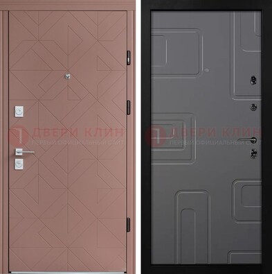 Красная стальная дверь в квартиру с МДФ хайтек ДМ-493 в Кирове