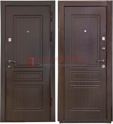 Антивандальная коричневая железная дверь с МДФ ДМ-61 в Кирове