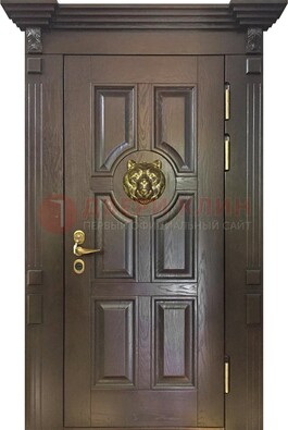 Коричневая металлическая дверь с массивом дуба ДМД-50 в Кирове
