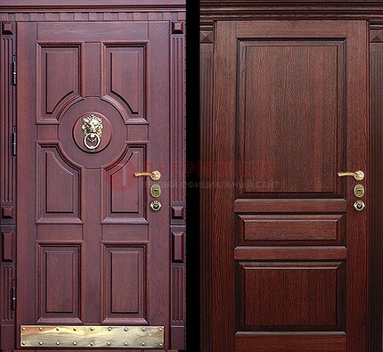 Темная входная дверь с массивом дуба с декоративной вставкой ДМД-6 в Кирове