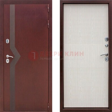 Бордовая металлическая дверь с порошковым напылением ДП-100 в Кирове