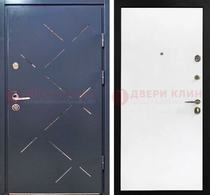 Синеватая дверь с порошковым напылением и зеркальными вставками ДП-208 в Кирове