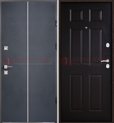 Железная дверь с порошковым покрытием и отделкой Темный орех внутри ДП-211 в Кирове