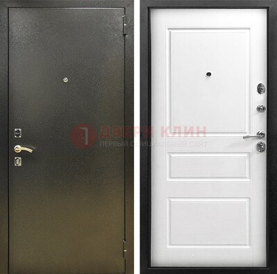 Входная дверь Темное серебро с порошковым напылением и белой МДФ ДП-272 в Кирове