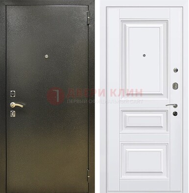 Железная темно-серая дверь с порошковым напылением и белой МДФ ДП-274 в Кирове