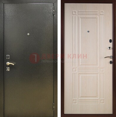 Стальная темно-серая дверь с порошковым напылением и МДФ Белый дуб ДП-277 в Кирове