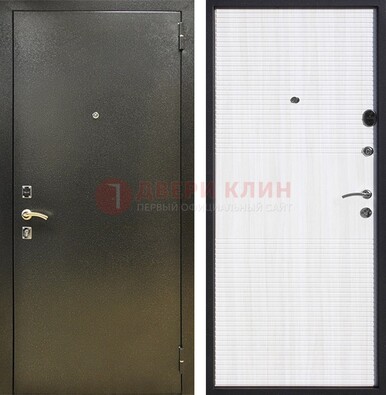 Стальная темно-серая дверь с порошковой отделкой и МДФ Белый ясень ДП-279 в Кирове