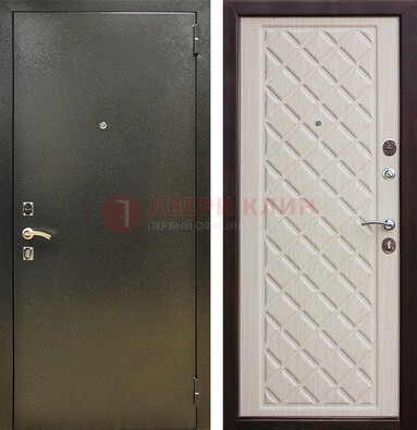 Темно-серая железная дверь с порошковым покрытием и филенчатой МДФ ДП-289 в Кирове