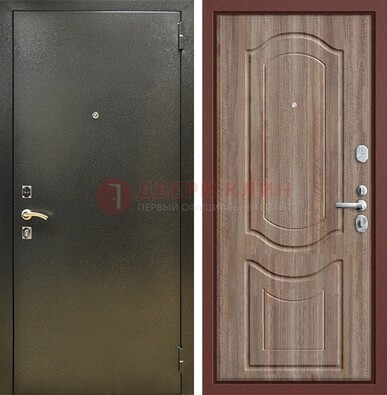 Темно-серая входная дверь с порошковым покрытием и коричневая МДФ ДП-290 в Кирове
