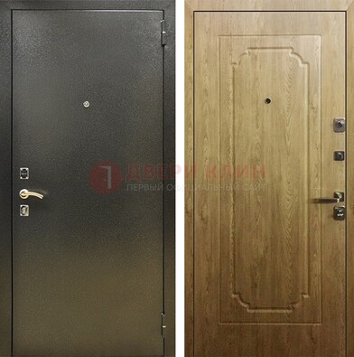 Темно-серая входная дверь с порошковым покрытием и МДФ Золотой дуб ДП-291 в Кирове
