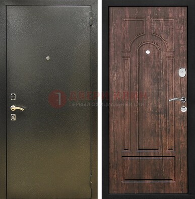 Темно-серая металлическая дверь с порошковым покрытием и МДФ коричневая ДП-292 в Кирове