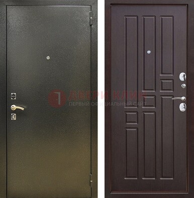 Входная темно-серая дверь с порошковым напылением и коричневой МДФ ДП-301 в Кирове