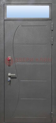 Чёрная входная дверь с порошковым окрасом и стеклом ДП-313 в Кирове