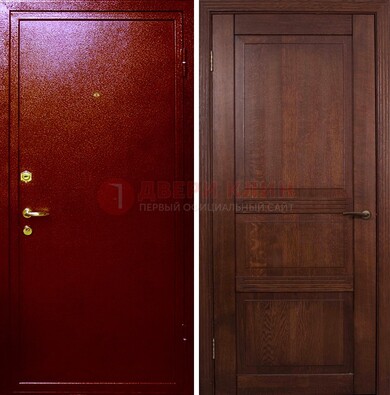 Красная железная дверь с порошковым окрасом ДП-58 в Кирове