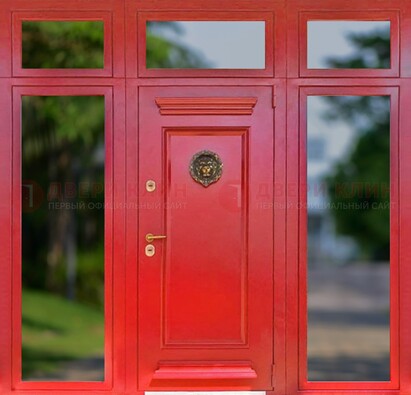 Красная парадная дверь для частного дома ДПР-88 в Кирове