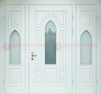 Филенчатая стальная парадная дверь со стеклом ДПР-91 в Королеве