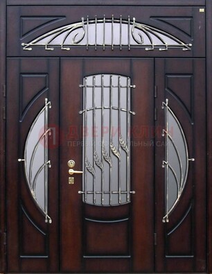 Парадная дверь со стеклянными вставками и ковкой ДПР-9 для улицы в Кирове