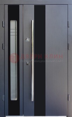 Серая стальная дверь со стеклом ДС-11 в Кирове