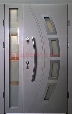 Серая железная дверь для дома со стеклом ДС-17 в Кирове
