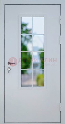 Белая железная дверь порошок со стеклом ДС-31 в Кирове
