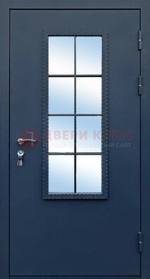 Темная металлическая дверь порошок со стеклом ДС-34 в Кирове